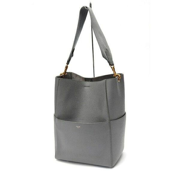 CELINE Gray Leather 1895 Shoulder Bag - Picture 1 of 8